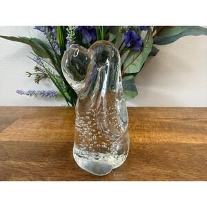 Vintage Clear Art Glass Spaniel Dog Controlled Bubble Mid Century Sculpture MCM